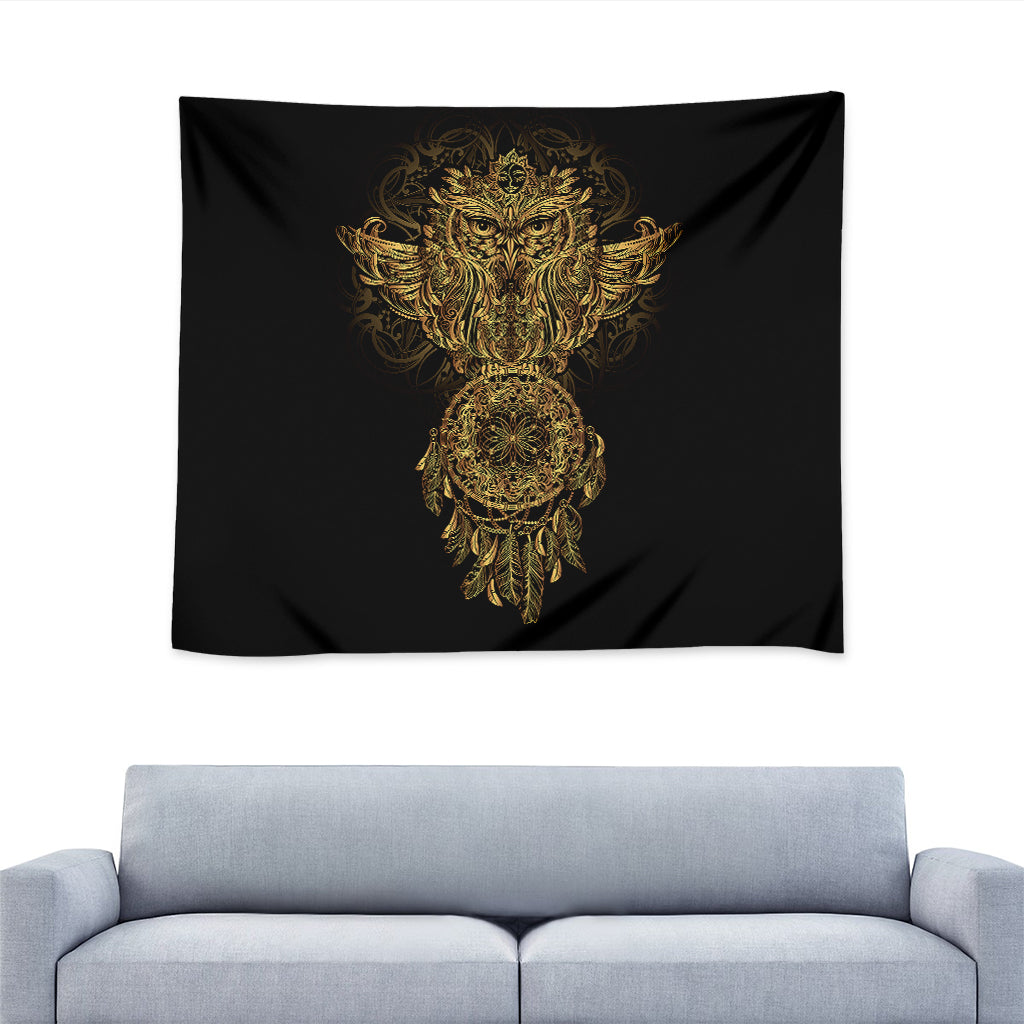 Spiritual Owl With Dreamcatcher Print Tapestry