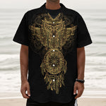 Spiritual Owl With Dreamcatcher Print Textured Short Sleeve Shirt