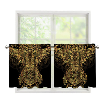 Spiritual Owl With Dreamcatcher Print Tier Curtains