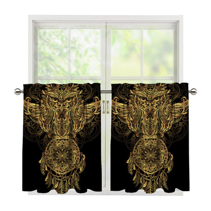 Spiritual Owl With Dreamcatcher Print Tier Curtains