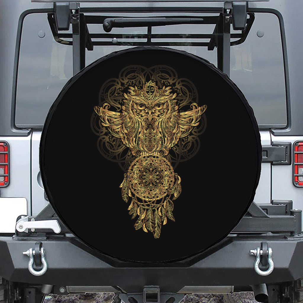 Spiritual Owl With Dreamcatcher Print Tire Cover