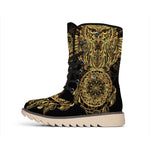 Spiritual Owl With Dreamcatcher Print Winter Boots