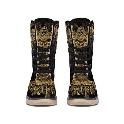 Spiritual Owl With Dreamcatcher Print Winter Boots