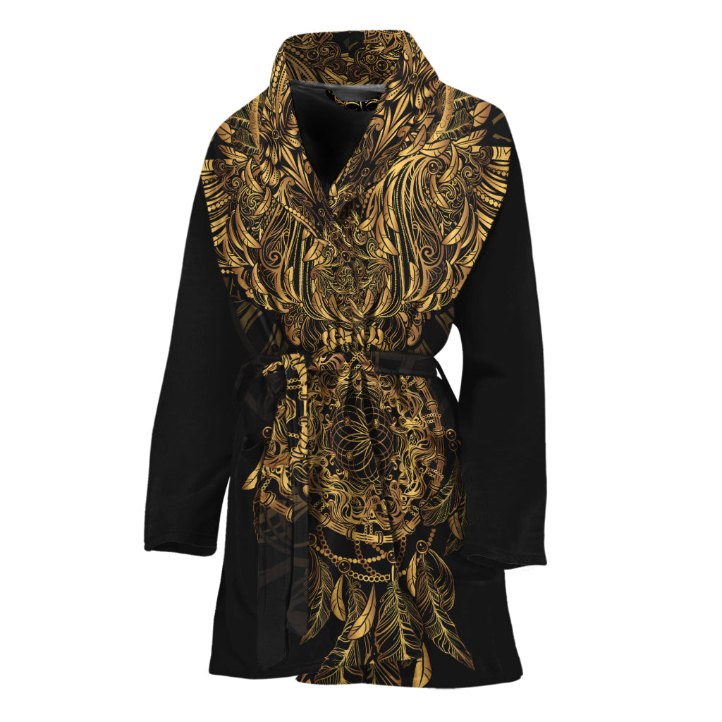 Spiritual Owl With Dreamcatcher Print Women's Bathrobe