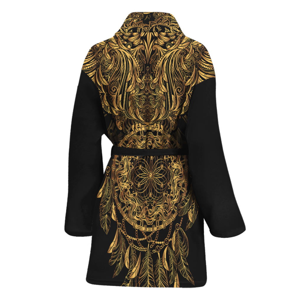 Spiritual Owl With Dreamcatcher Print Women's Bathrobe