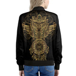 Spiritual Owl With Dreamcatcher Print Women's Bomber Jacket