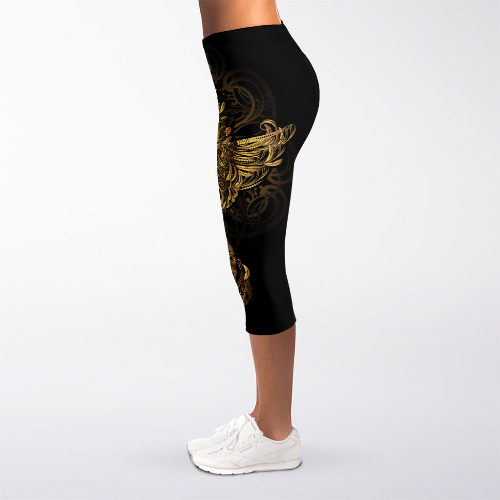 Spiritual Owl With Dreamcatcher Print Women's Capri Leggings