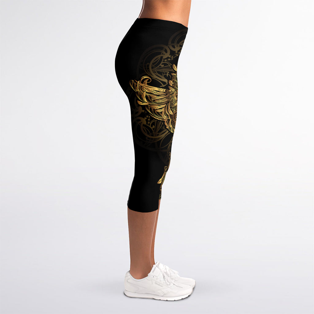 Spiritual Owl With Dreamcatcher Print Women's Capri Leggings