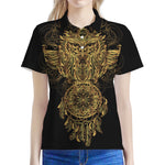 Spiritual Owl With Dreamcatcher Print Women's Polo Shirt