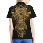 Spiritual Owl With Dreamcatcher Print Women's Polo Shirt