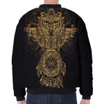 Spiritual Owl With Dreamcatcher Print Zip Sleeve Bomber Jacket
