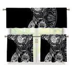 Spiritual Owl With Sun And Moon Print 3 Piece Kitchen Curtains