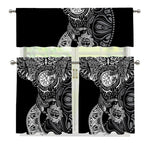 Spiritual Owl With Sun And Moon Print 3 Piece Kitchen Curtains