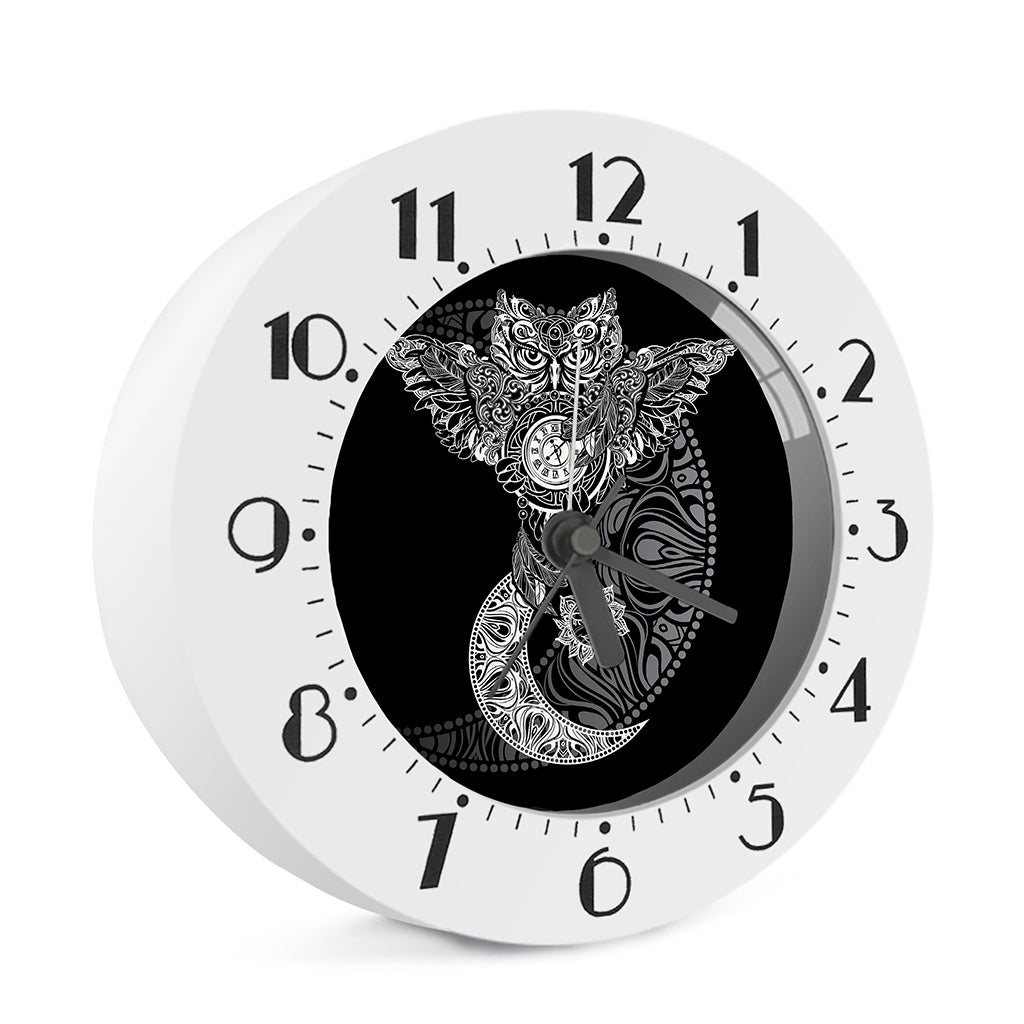 Spiritual Owl With Sun And Moon Print Alarm Clock