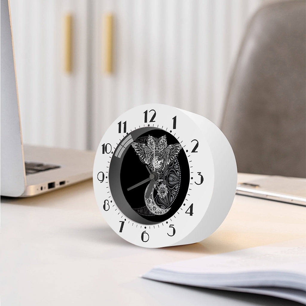 Spiritual Owl With Sun And Moon Print Alarm Clock
