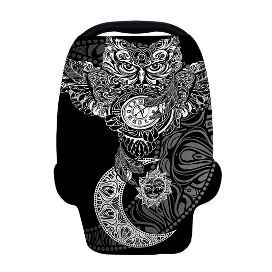 Spiritual Owl With Sun And Moon Print Baby Seat Cover
