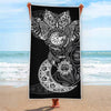 Spiritual Owl With Sun And Moon Print Beach Towel