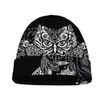Spiritual Owl With Sun And Moon Print Beanie