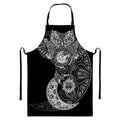 Spiritual Owl With Sun And Moon Print Bib Apron With Pocket