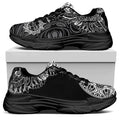 Spiritual Owl With Sun And Moon Print Black Chunky Shoes