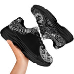 Spiritual Owl With Sun And Moon Print Black Chunky Shoes