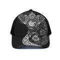 Spiritual Owl With Sun And Moon Print Black Mesh Trucker Hat