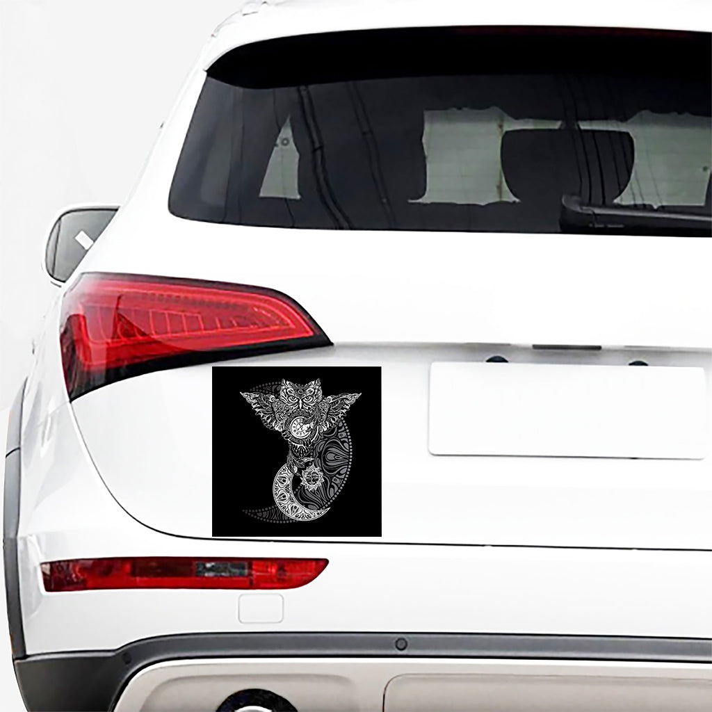 Spiritual Owl With Sun And Moon Print Car Sticker