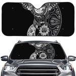 Spiritual Owl With Sun And Moon Print Car Windshield Sun Shade