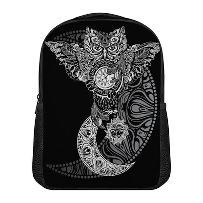 Spiritual Owl With Sun And Moon Print Casual Backpack