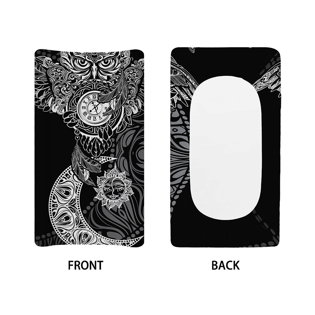 Spiritual Owl With Sun And Moon Print Changing Pad Cover