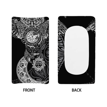 Spiritual Owl With Sun And Moon Print Changing Pad Cover