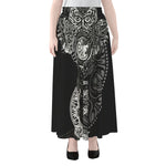 Spiritual Owl With Sun And Moon Print Chiffon Maxi Skirt