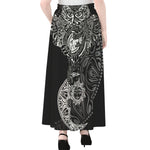 Spiritual Owl With Sun And Moon Print Chiffon Maxi Skirt