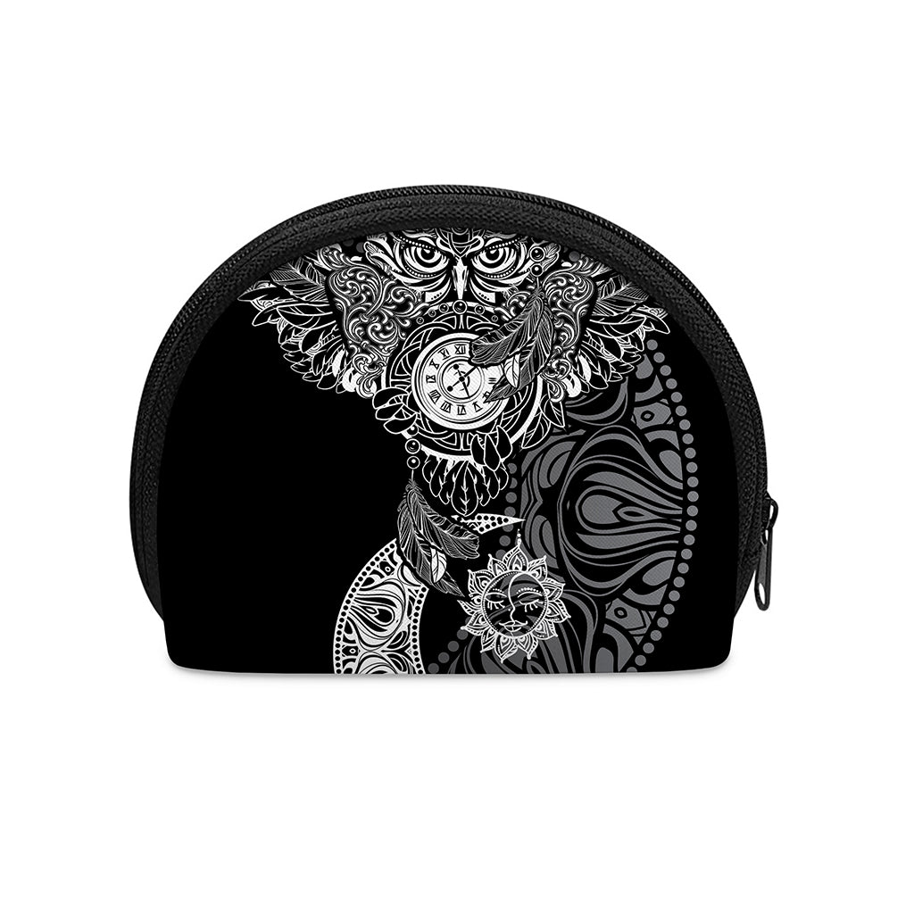 Spiritual Owl With Sun And Moon Print Coin Purse