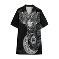 Spiritual Owl With Sun And Moon Print Cotton Hawaiian Shirt