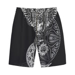 Spiritual Owl With Sun And Moon Print Cotton Shorts