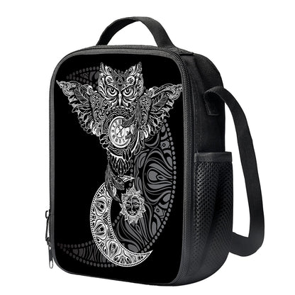Spiritual Owl With Sun And Moon Print Crossbody Lunch Bag