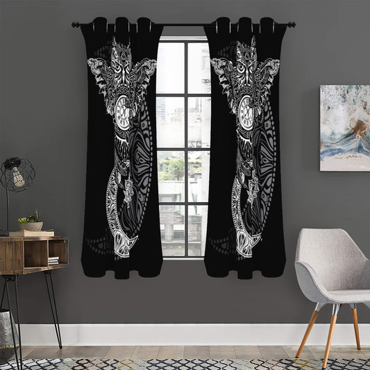 Spiritual Owl With Sun And Moon Print Curtain