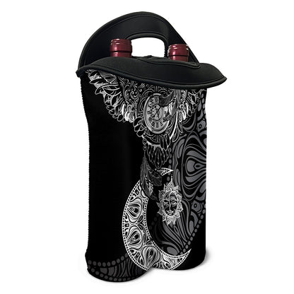 Spiritual Owl With Sun And Moon Print Double Neoprene Wine Tote