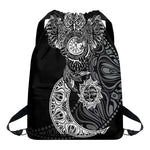 Spiritual Owl With Sun And Moon Print Drawstring Backpack