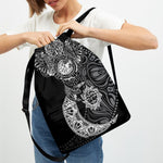 Spiritual Owl With Sun And Moon Print Drawstring Backpack