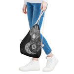 Spiritual Owl With Sun And Moon Print Drawstring Bag