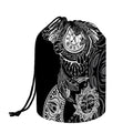 Spiritual Owl With Sun And Moon Print Drawstring Makeup Bag