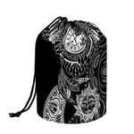 Spiritual Owl With Sun And Moon Print Drawstring Makeup Bag