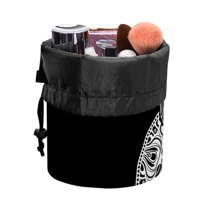 Spiritual Owl With Sun And Moon Print Drawstring Makeup Bag