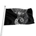 Spiritual Owl With Sun And Moon Print Flag