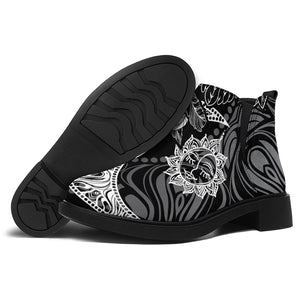 Spiritual Owl With Sun And Moon Print Flat Ankle Boots