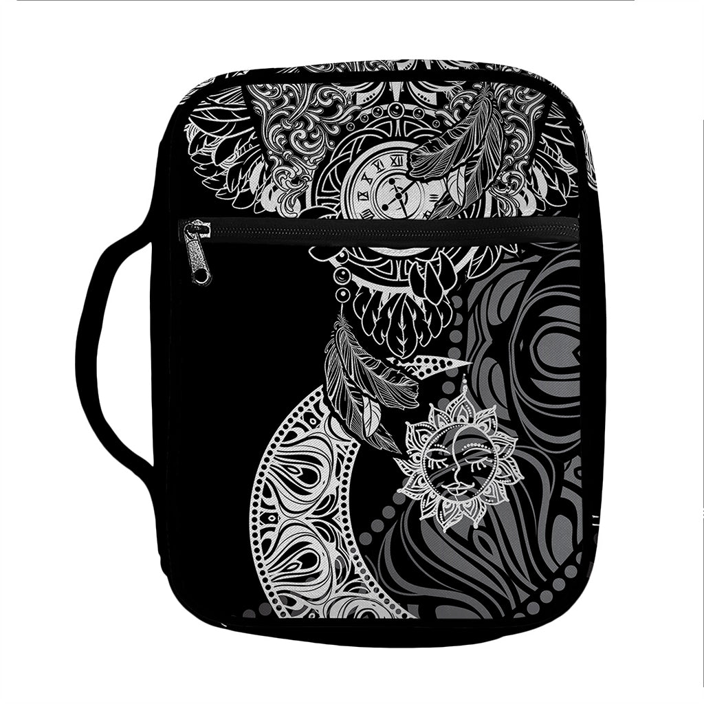 Spiritual Owl With Sun And Moon Print Front Pocket Bible Bag