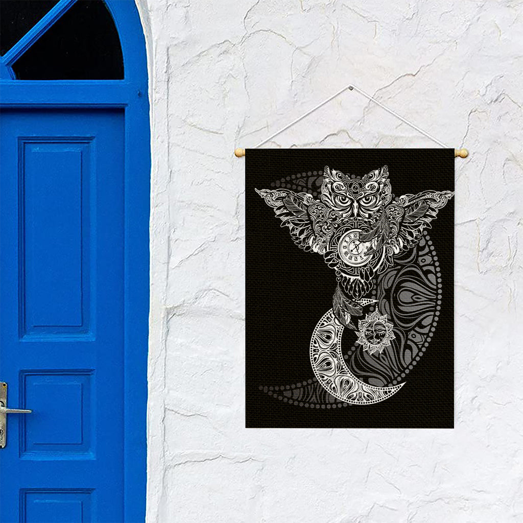Spiritual Owl With Sun And Moon Print Garden Flag