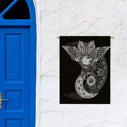 Spiritual Owl With Sun And Moon Print Garden Flag